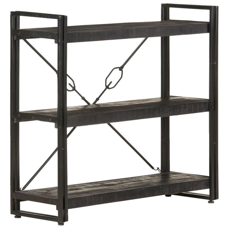 

Estantería de 3 niveles madera maciza de mango negro 90x30x80cm
