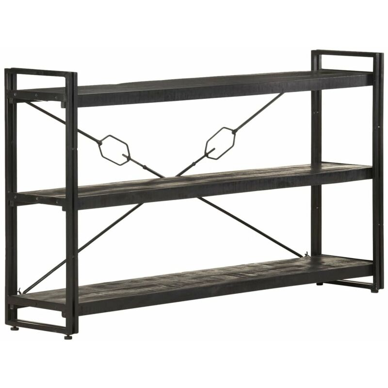 

Estanteria de 3 niveles madera maciza mango negro 140x30x80 cm