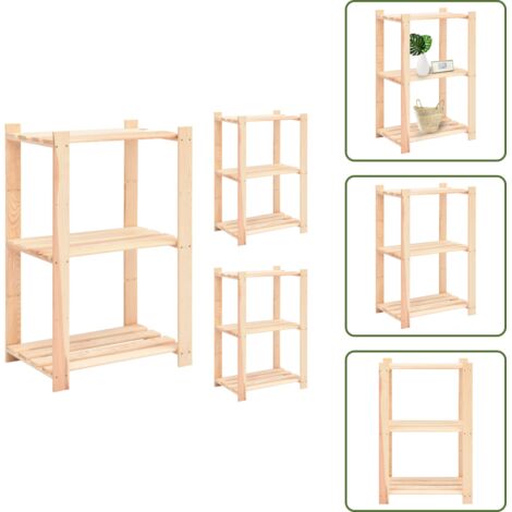 Estantería de 3 niveles - vidaXL Estantería 3 niveles 3 unidades madera pino maciza 150 kg - Estantería de 3 unidades