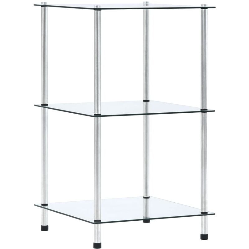 

Happyshopping - Estanteria de 3 niveles vidrio templado transparente 40x40x67cm