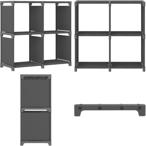 Estantería de 4 cubos de tela gris 69x30x72,5 cm - Estantería de 4 cubos - Estantería de pie