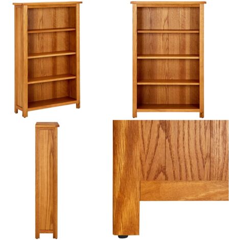 Estantería de 4 niveles de madera maciza de roble 70x22x110 cm - Estantería de roble - Estantería de 4 niveles