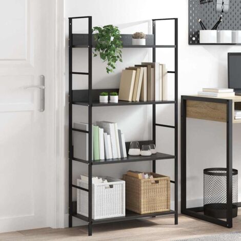 Estantería de 4 niveles madera ingeniería negro 60x27,6x124,5cm