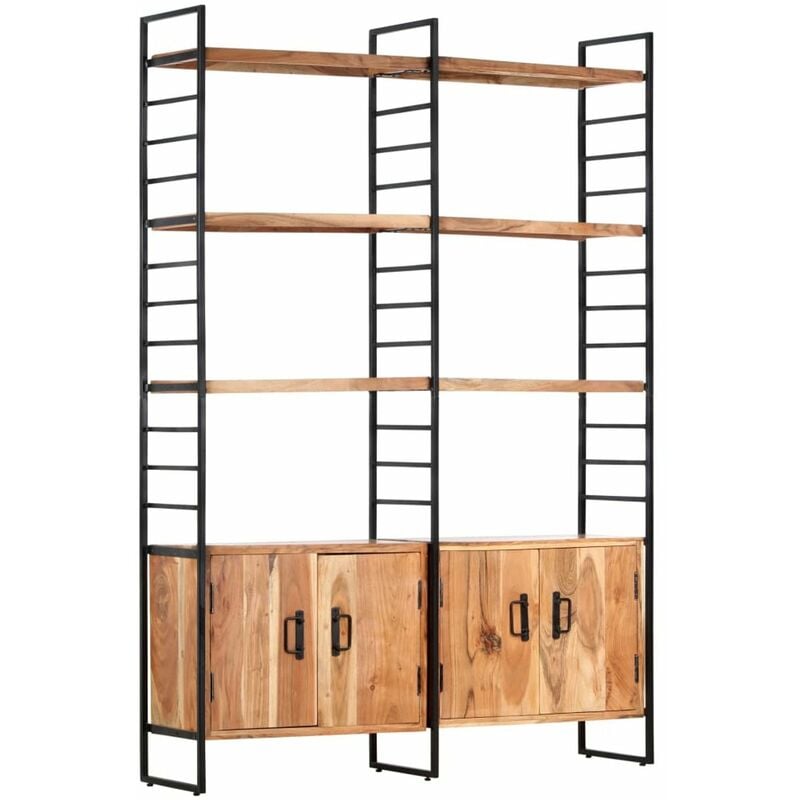 

Happyshopping - Estanteria de 4 niveles madera maciza de acacia 124x30x180 cm
