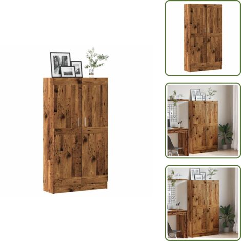 Estantería de 4 niveles - vidaXL Estantería madera ingeniería madera envejecida 82,5x30,5x150 cm - Estantería decorativa