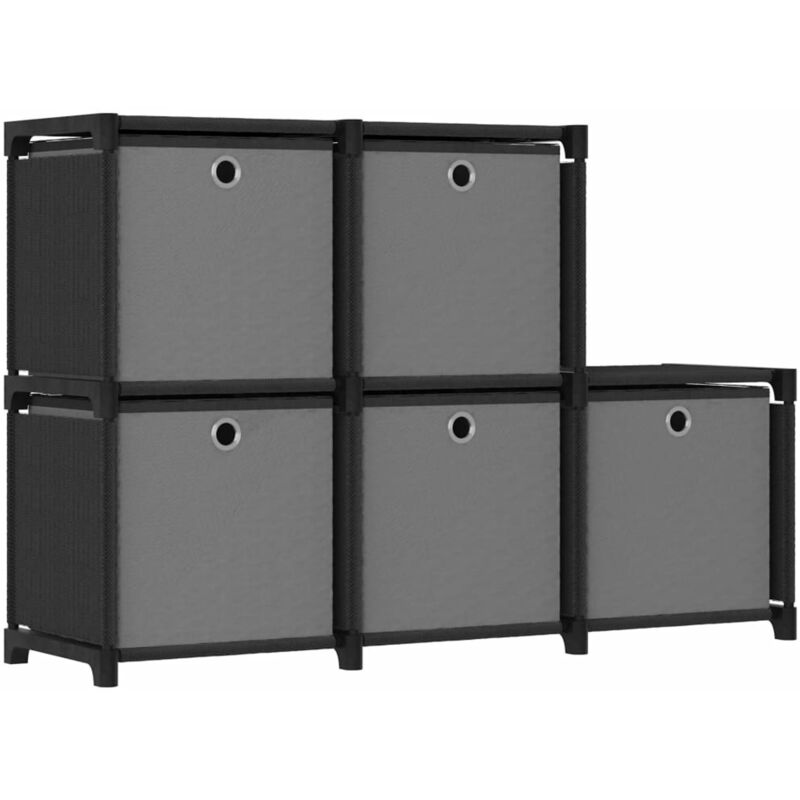 

Estanteria de 5 cubos con cajas tela negra 103x30x72,5 cm