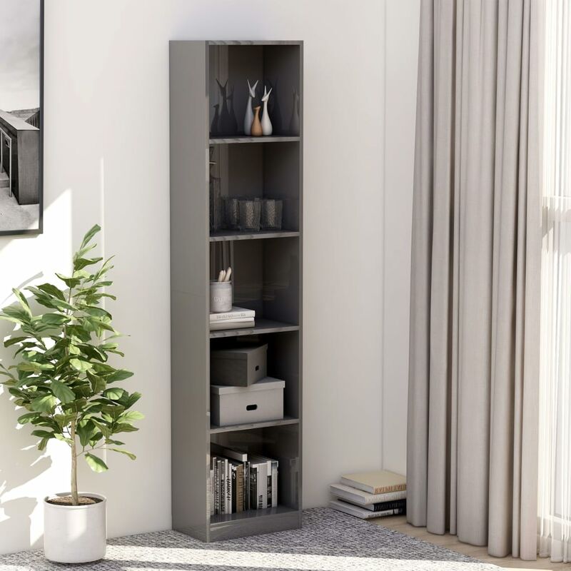 

Estanteria de 5 niveles aglomerado gris brillante 40x24x175 cm