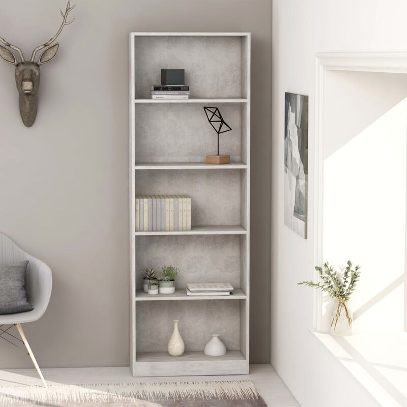 

Estanteria de 5 niveles aglomerado gris hormigon 60x24x175 cm