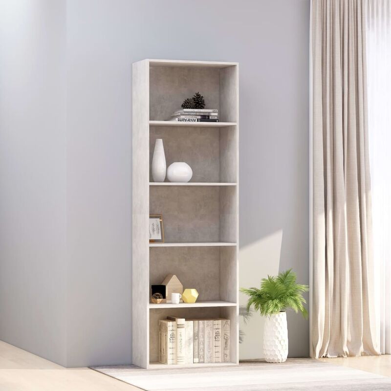 

Estantería de 5 niveles aglomerado gris hormigón 60x30x189 cm