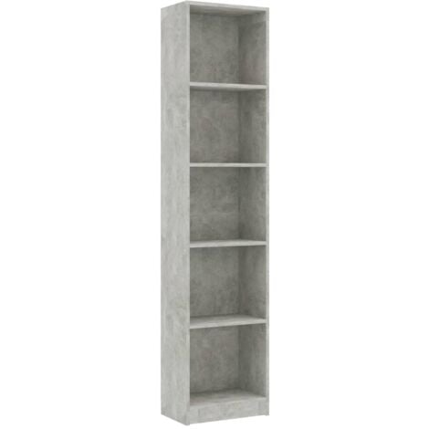 Estantería de 5 niveles contrachapada gris hormigón 40x24x175cm vidaXL