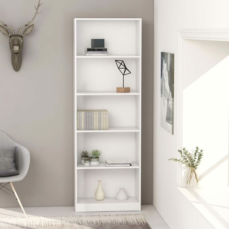 

Estanteria de 5 niveles de aglomerado blanco 60x24x175 cm