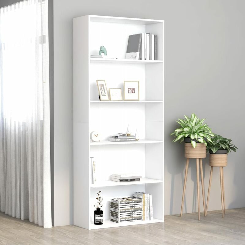 

Estantería de 5 niveles de aglomerado blanco 80x30x189 cm
