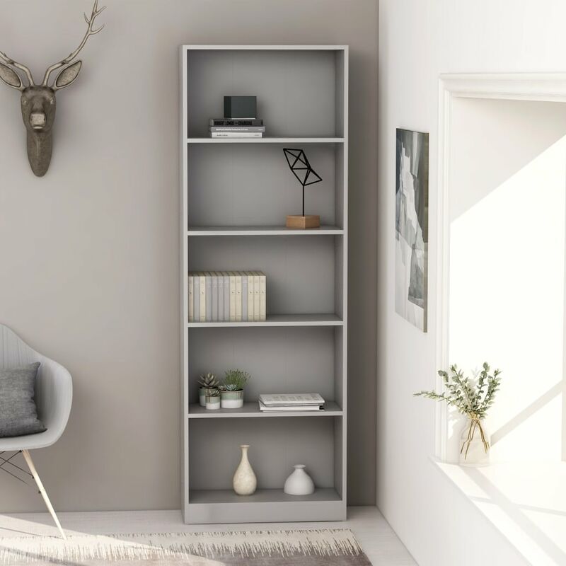 

Estanteria de 5 niveles de aglomerado gris 60x24x175 cm