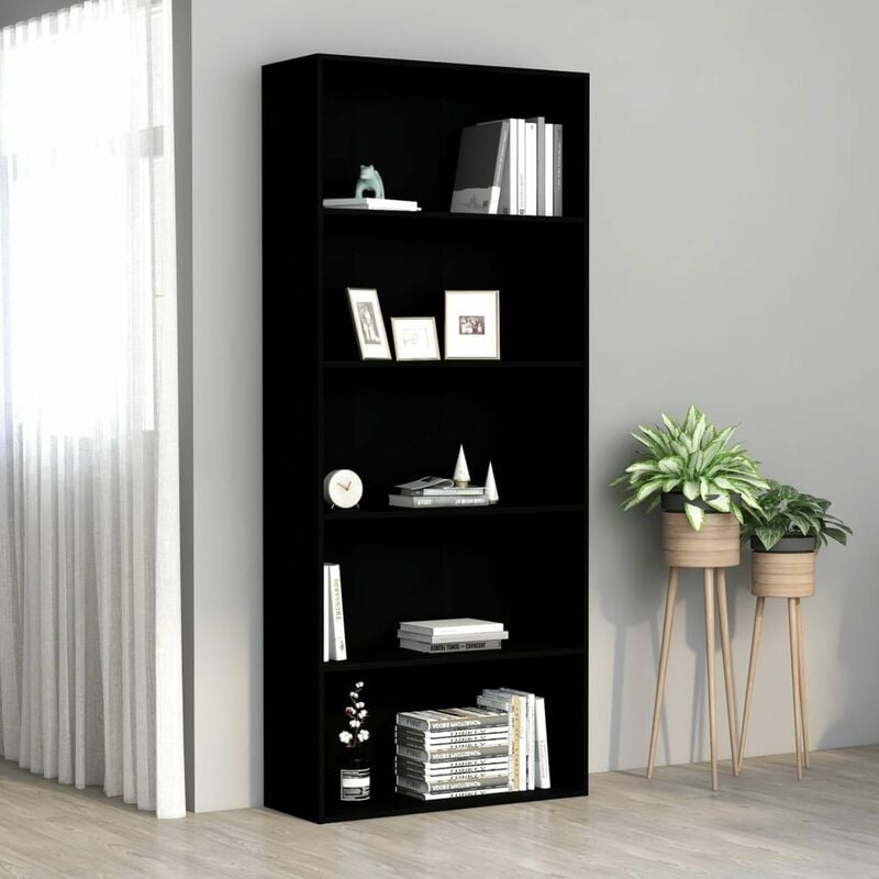 

Estanteria de 5 niveles de aglomerado negro 80x30x189 cm