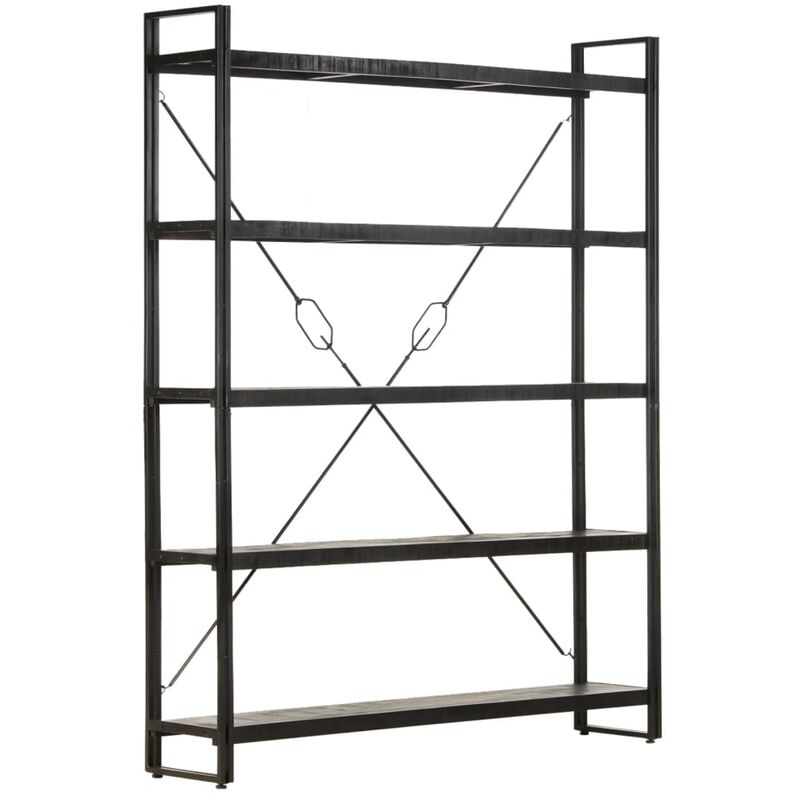

Estantería de 5 niveles madera maciza mango negro 140x30x180 cm