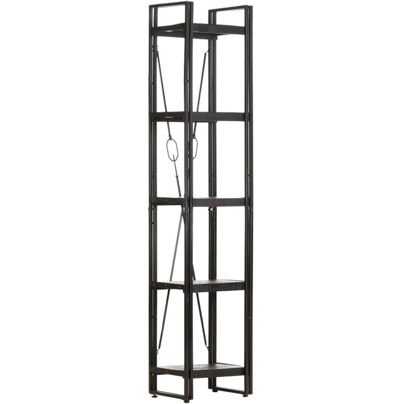 

Estantería de 5 niveles madera maciza mango negro 40x30x180 cm