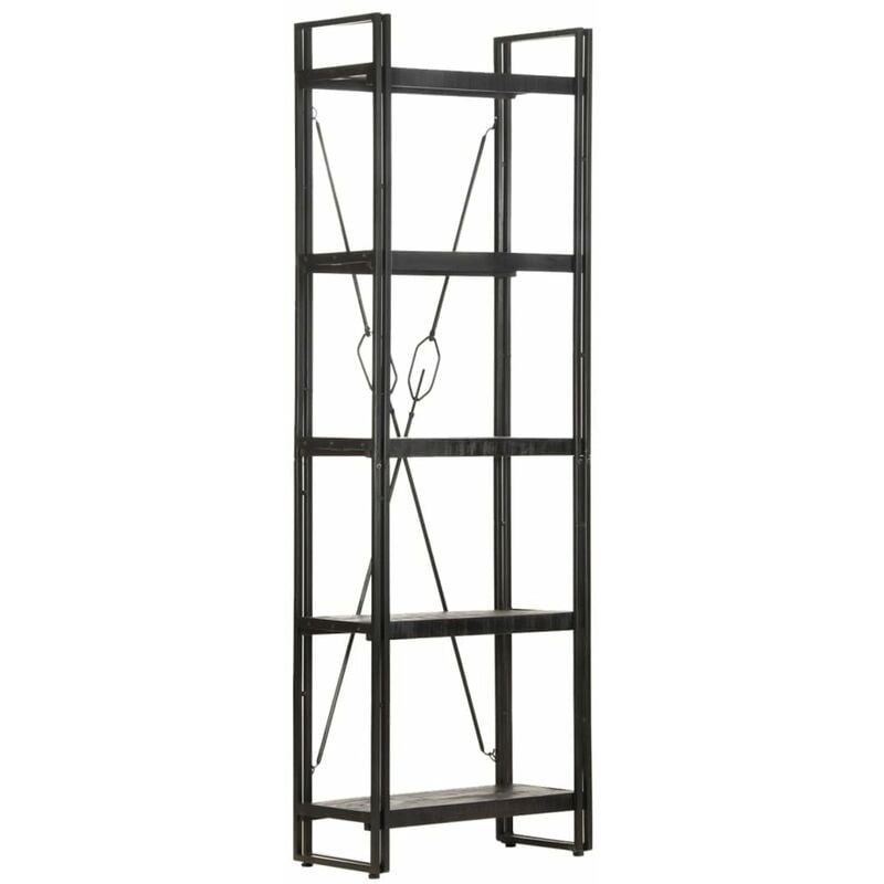 

Happyshopping - Estanteria de 5 niveles madera maciza mango negro 60x30x180 cm