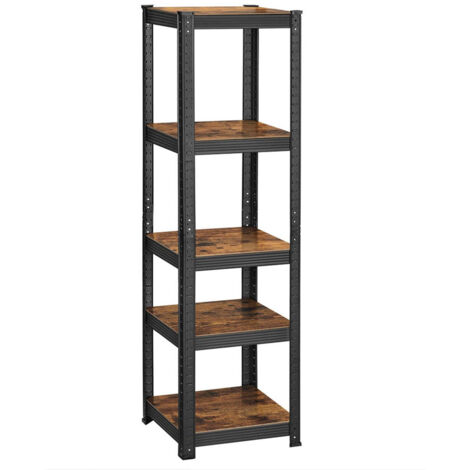 Estantería de 5 niveles para trabajo pesado 150 x 37 x 37 cm capacidad de 400 kg (80 kg/nivel) estilo industrial estantes ajustables para salón cocina color marrón rústico y negro 120005567