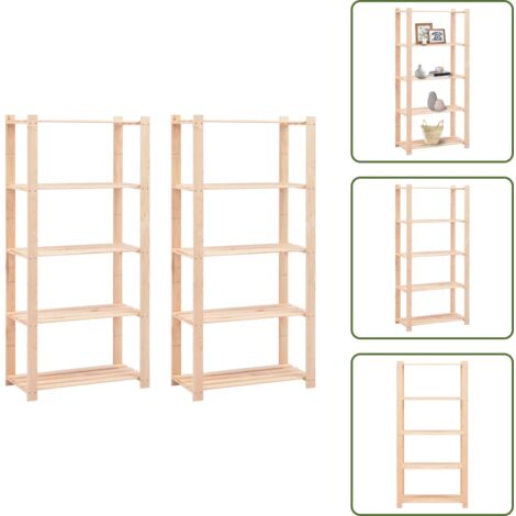 Estantería de 5 niveles - vidaXL Estantería 5 niveles 2 unidades madera pino maciza 250 kg - Estantería de 250 kg