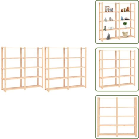 Estantería de 5 niveles - vidaXL Estantería 5 niveles 2 unidades madera pino maciza 500 kg - Estantería de 500 kg