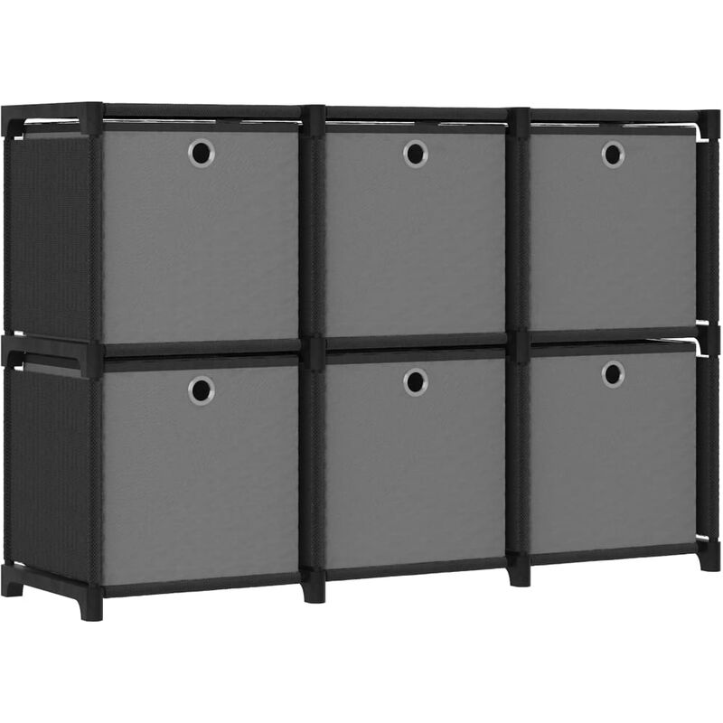 

Estantería de 6 cubos con cajas tela negra 103x30x72,5 cm