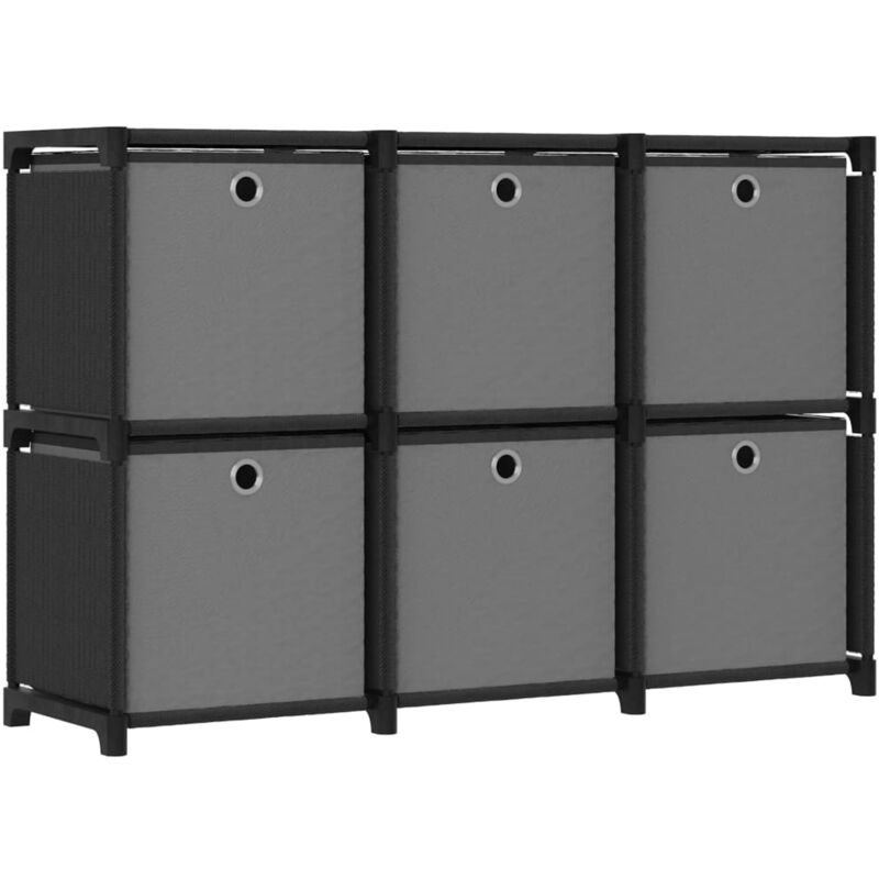

Estanteria de 6 cubos con cajas tela negra 103x30x72,5 cm