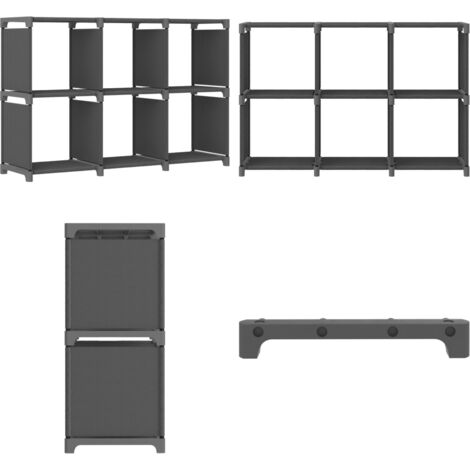 Estantería de 6 cubos de tela gris 103x30x72,5 cm - Estantería de 6 cubos - Estantería gris