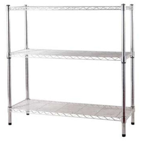 Estantería de acero cromado con pies ajustables, 3 estantes Brixo Manhattan, altura 90 cm