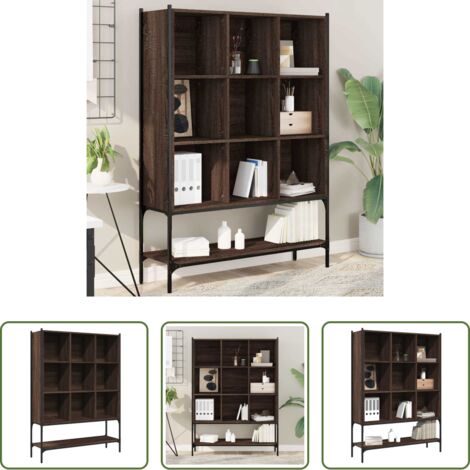 Estantería de acero -  Estantería madera de ingeniería marrón roble 102x30x141,5 cm