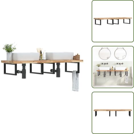 Estantería de acero - vidaXL Estante de lavabo de pared acero y madera maciza de acacia - Estantería de madera
