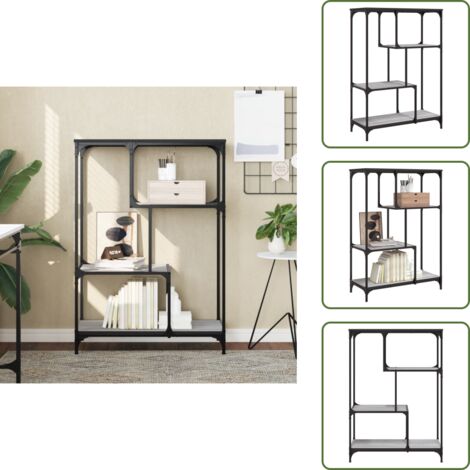 Estantería de acero - vidaXL Estantería madera de ingeniería y acero Sonoma gris 81x36x115cm - Estantería gris