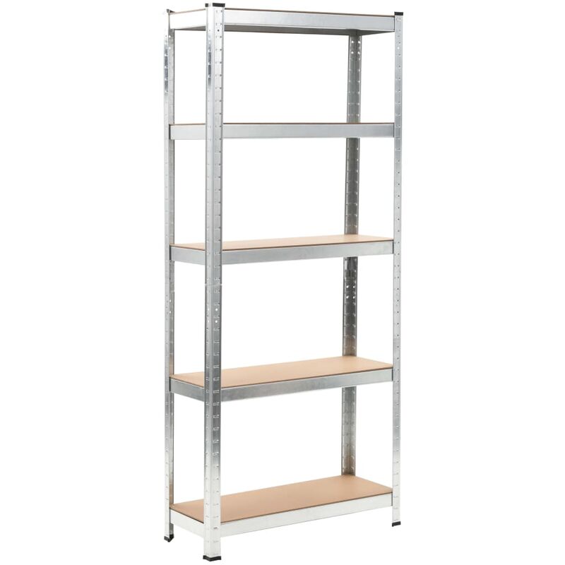 

Estanteria de acero y MDF plateado 75x30x172 cm
