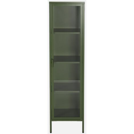 Estantería de acero y vidrio templado, 1 puerta, 160 cm