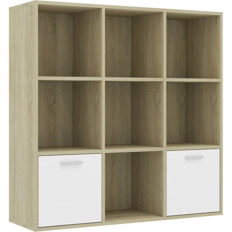 

vidaXL Estantería de Aglomerado 98x30x98 cm Blanco y Roble Sonoma - Blanco