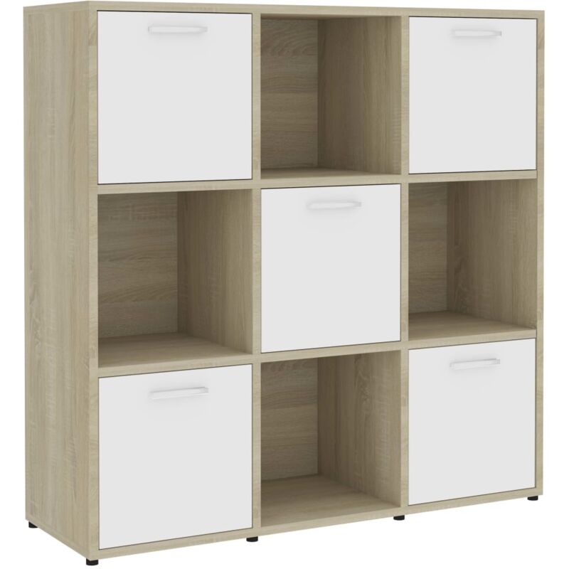 

vidaXL Estantería de Aglomerado 90x30x90 cm Blanco y Roble Sonoma - Blanco