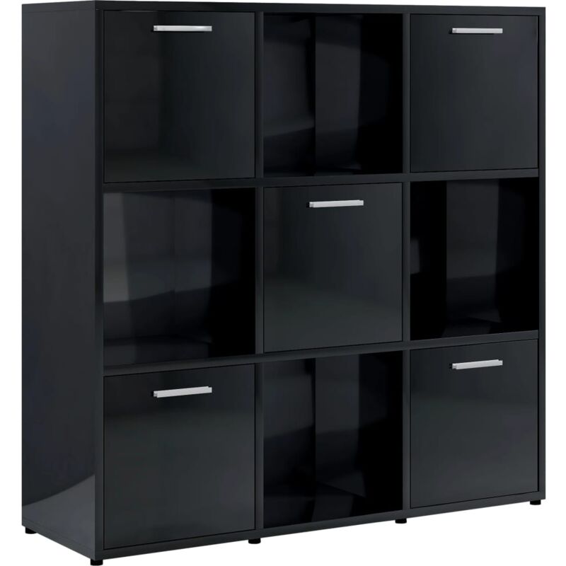 

vidaXL Estantería de Aglomerado 90x30x90 cm Negro Brillante - Negro