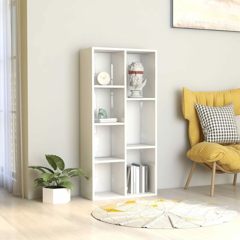 

Estantería de aglomerado blanco brillante 50x25x106 cm