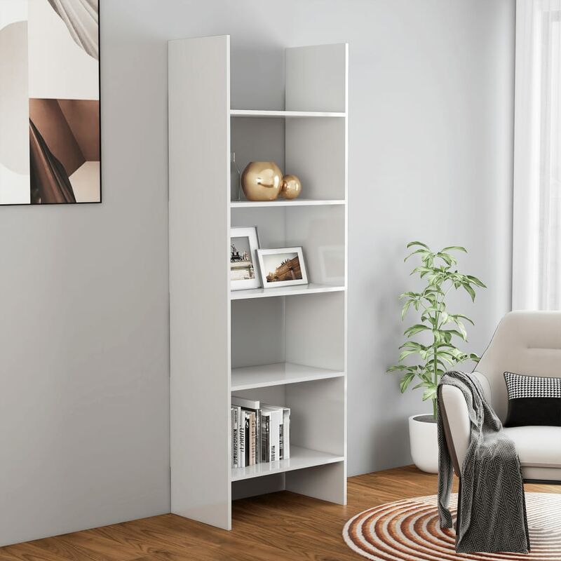 

Estantería de aglomerado blanco brillante 60x35x180 cm