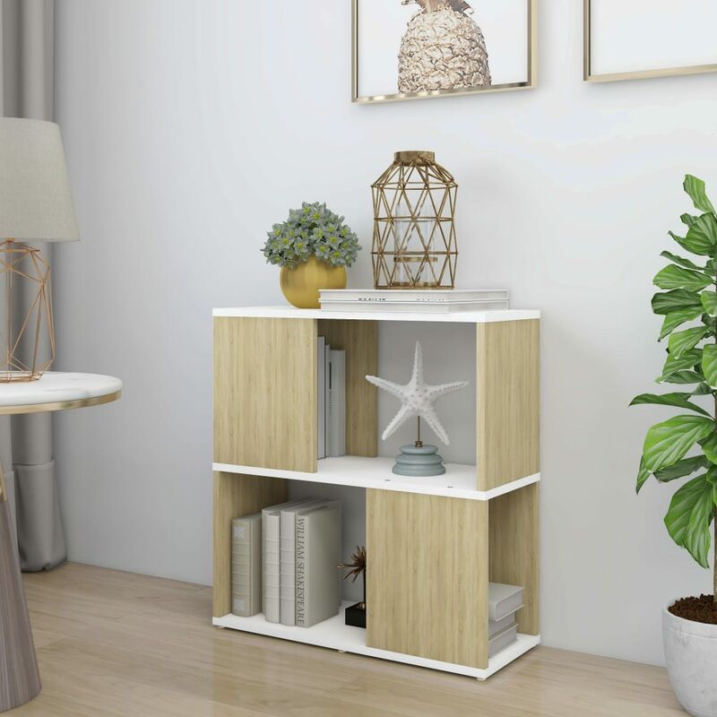

Estantería de aglomerado blanco roble Sonoma 60x24x63 cm