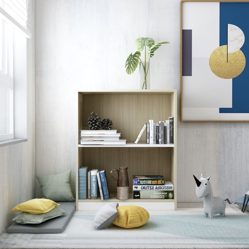 

Estanteria de aglomerado blanco y roble Sonoma 60x24x74,5 cm