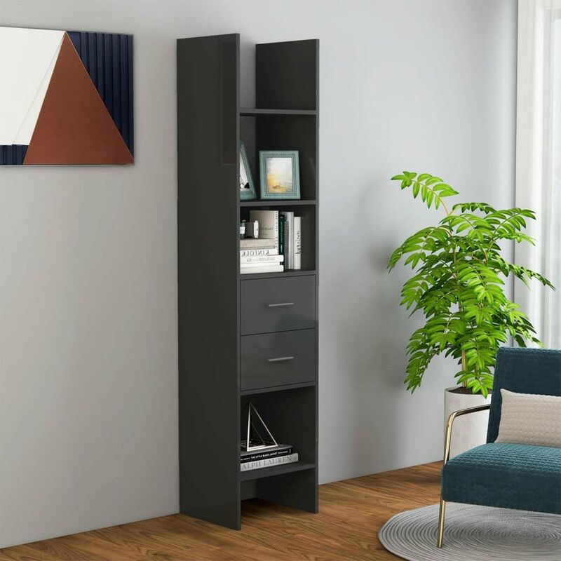 

Estanteria de aglomerado gris brillante 40x35x180 cm