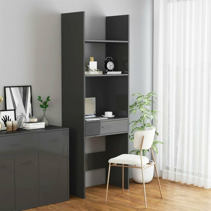 

Estanteria de aglomerado gris brillante 60x35x180 cm
