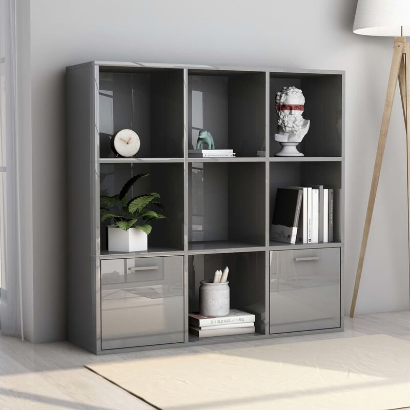 

Estanteria de aglomerado gris brillante 98x30x98 cm