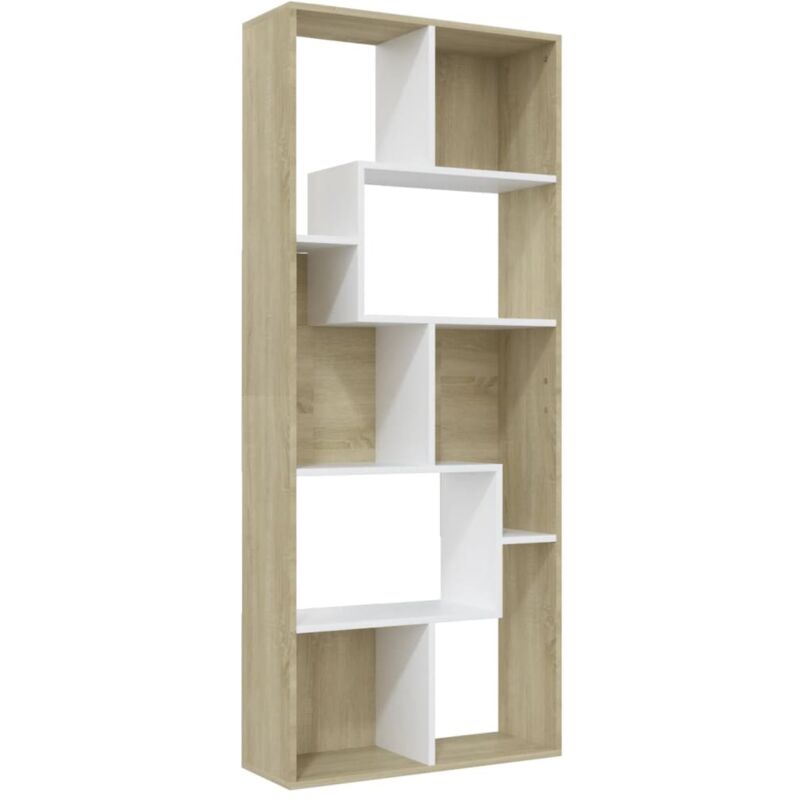

vidaXL Estantería de Aglomerado 67x24x161 cm Blanco y Roble Sonoma - Blanco