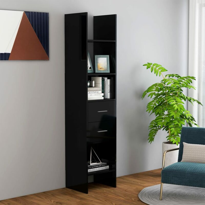 

Estantería de aglomerado negro brillante 40x35x180 cm