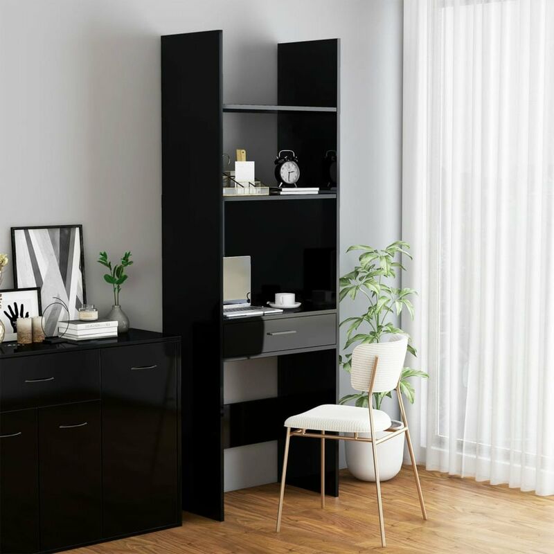 

Estanteria de aglomerado negro brillante 60x35x180 cm