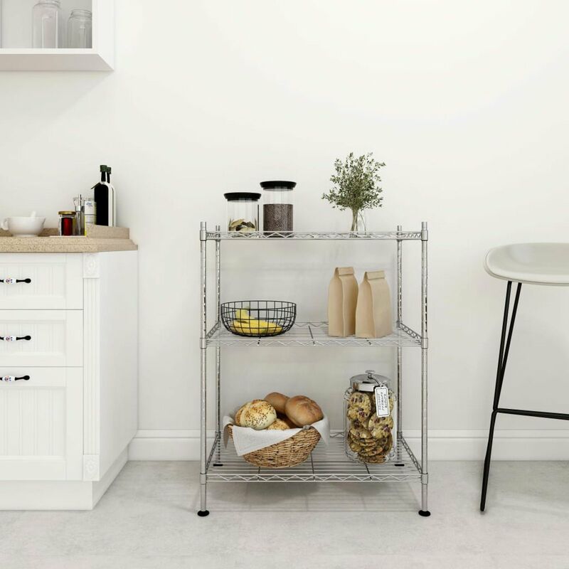 

Estanteria de almacenaje 3 niveles cromada 60x35x76 cm 150 kg