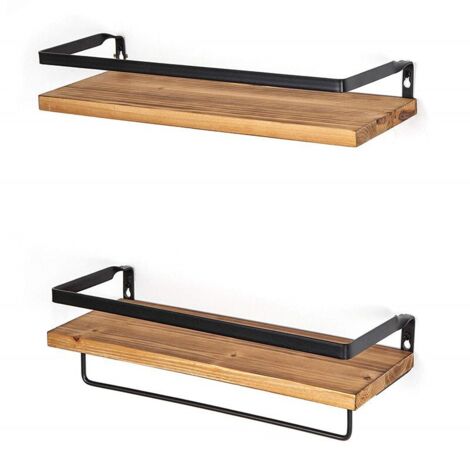 Estantería de almacenamiento para muebles de cocina y baño, de madera maciza, para montar en la pared, de hierro forjado, con marco de madera.