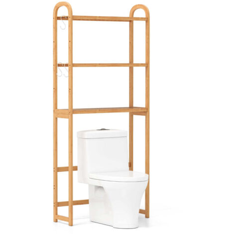 Estantería de almacenamiento para sobre el inodoro 71,5 x 25 x 166 cm 3 niveles ajustables tacto acogedor bambú marrón 200014774
