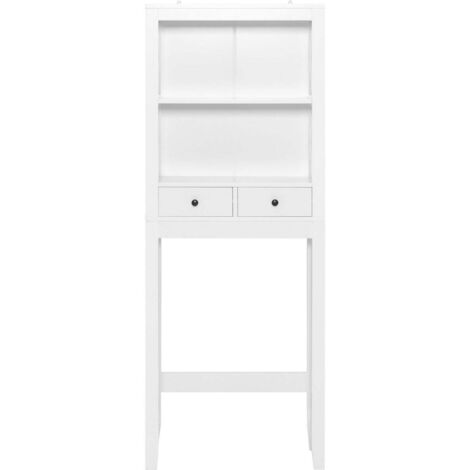 Estantería de almacenamiento sobre el inodoro 60 x 20,5 x 165 cm práctico almacenamiento 3 modernos estantes abiertos en MDF blanco 200017404